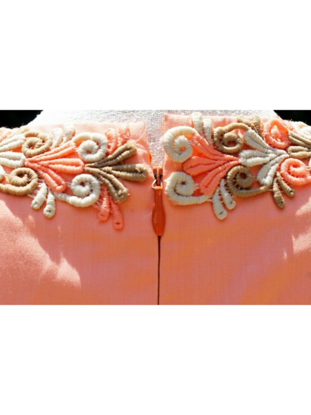 Vtg 1960s Coral Summer Dress Womens sz 12 Party Beach Lake Sheath Maxi Long - Picture 6 of 8
